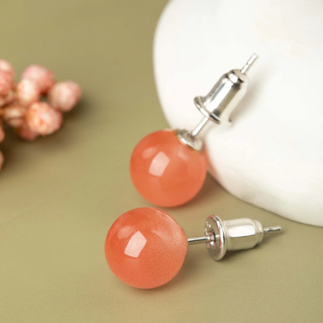 由子野【点绛唇】7mm南红耳钉  925银