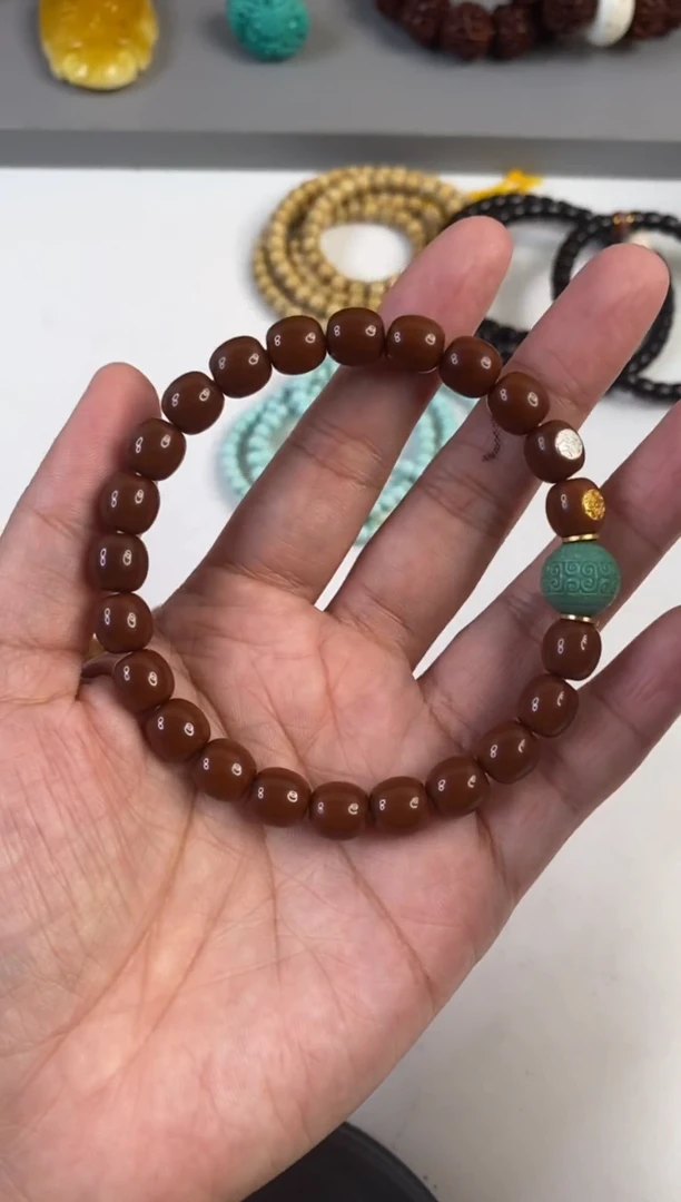 【闪购商品】核桃手串足金镶嵌猴头核桃手串