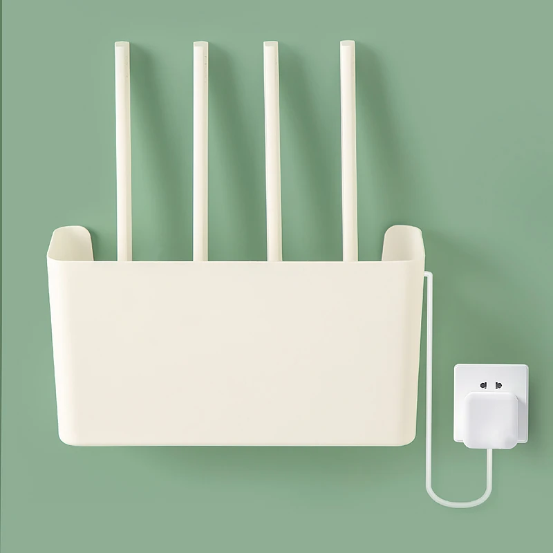 免打孔挂壁式wifi路由器收纳盒无线网络接线整理盒学生宿舍收纳盒