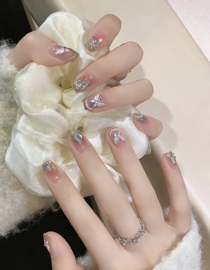 【福蝶】Rola nora纯手工穿戴甲 春夏纯欲甲 免烤nail 美拉德蝴蝶款