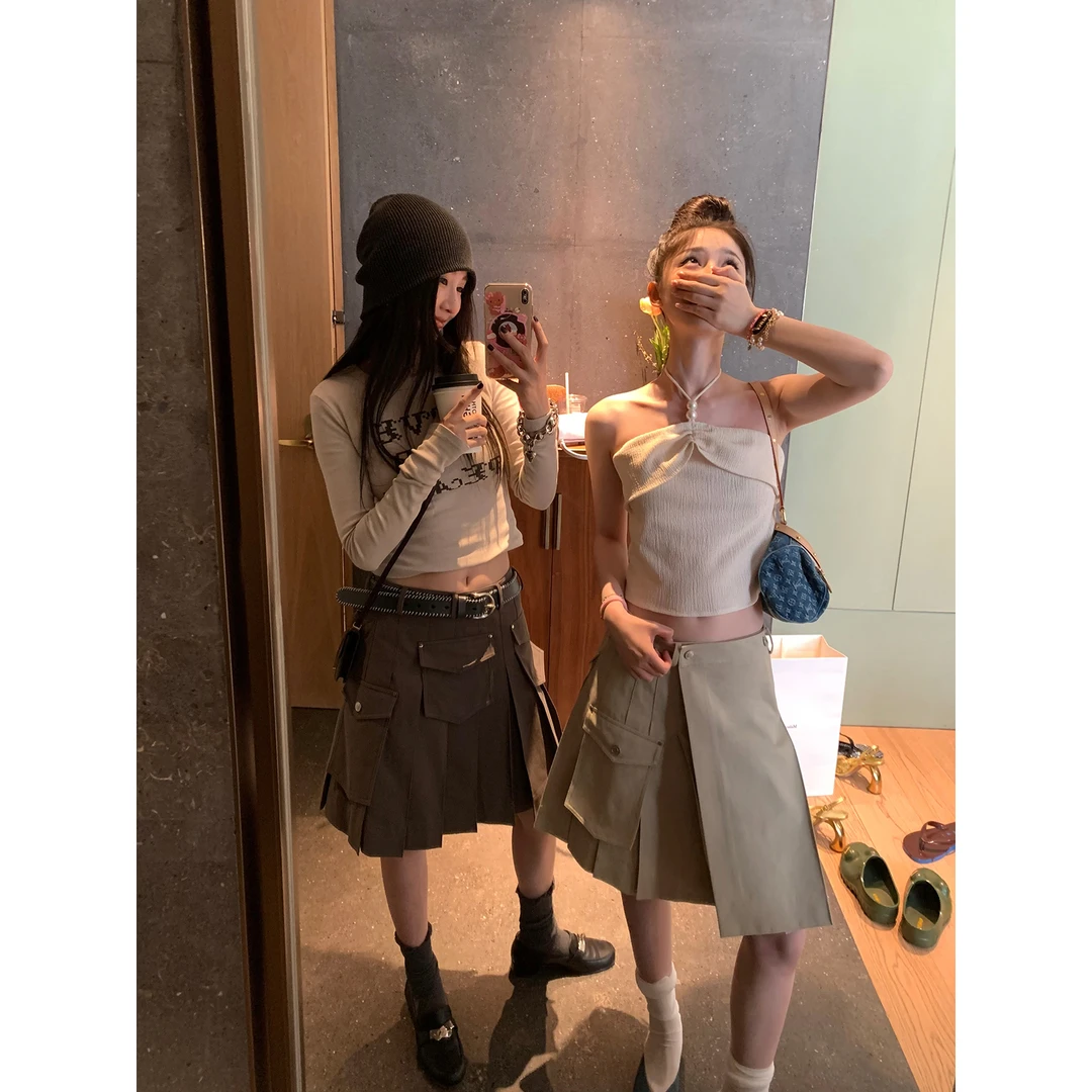 vcruan阿希哥360度旋转 自由美高复古辣妹工装百褶裙 RQ241200
