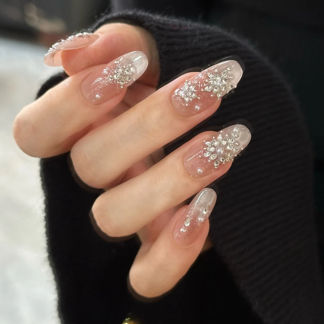 【凛冬至】高级感纯手工猫眼满钻款穿戴甲高颜值美甲