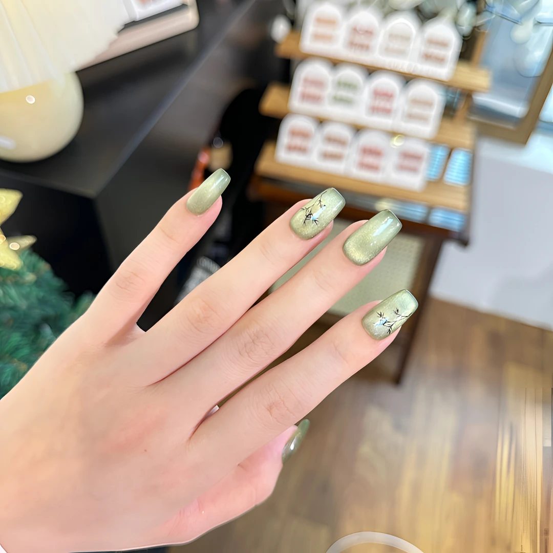 鲸岚物语【翠竹】新款网红火爆款纯手工穿戴甲春日甜美感高颜值