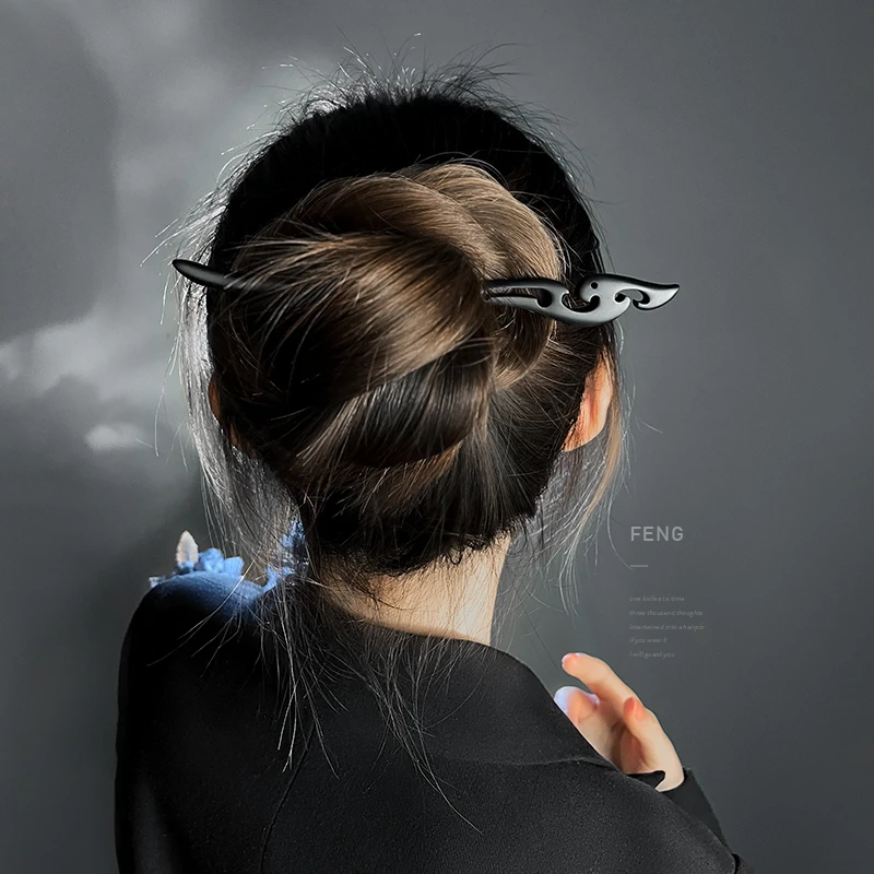 黑檀木发簪古风盘发簪子新中式木簪头饰女