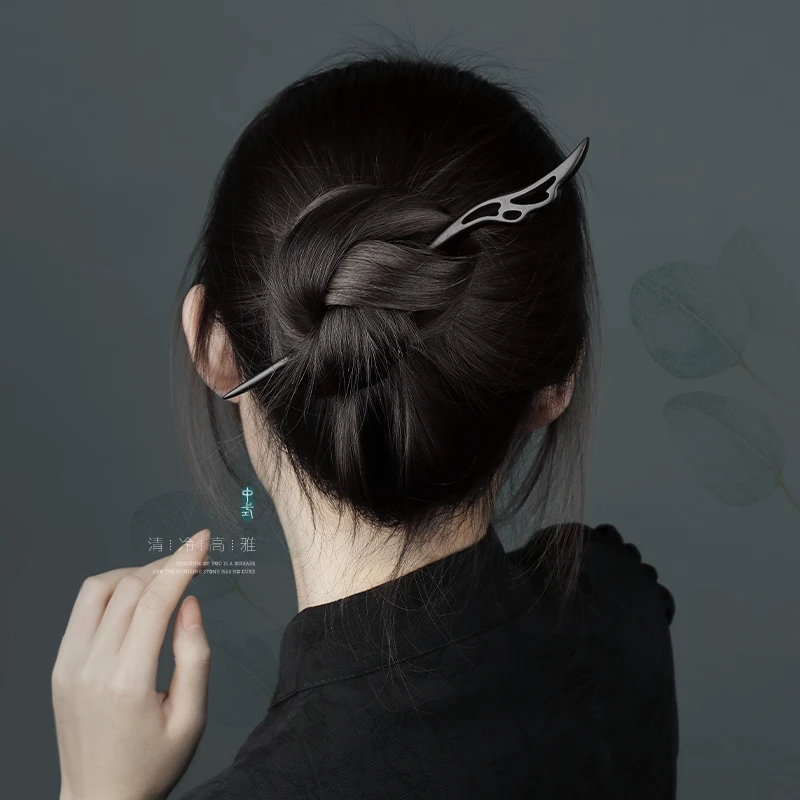 追师小众簪子盘头发檀木木质新中式发饰古风中式小众气质简约