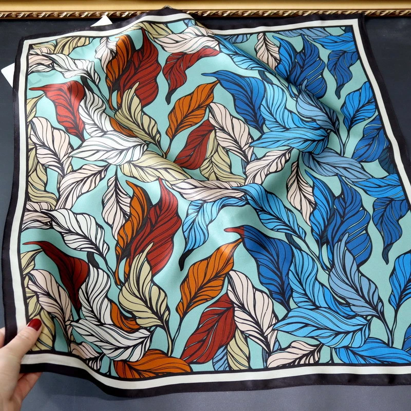 【一叶知秋】时尚多彩叶子印花真丝丝巾春秋方巾桑蚕丝围巾