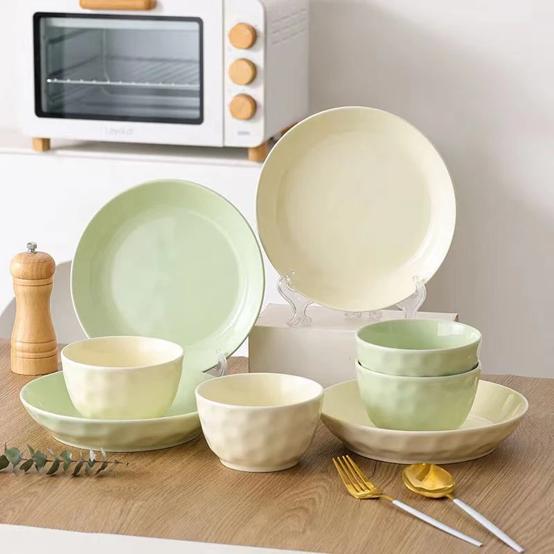 芬利兰【8个装】釉下彩石纹4圆盘4碗8件套碗盘套装陶瓷-1