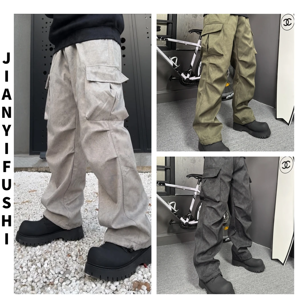 冬季混纺加绒加厚保暖百搭大口袋工装卫裤抽绳极简风潮流潮流卫裤