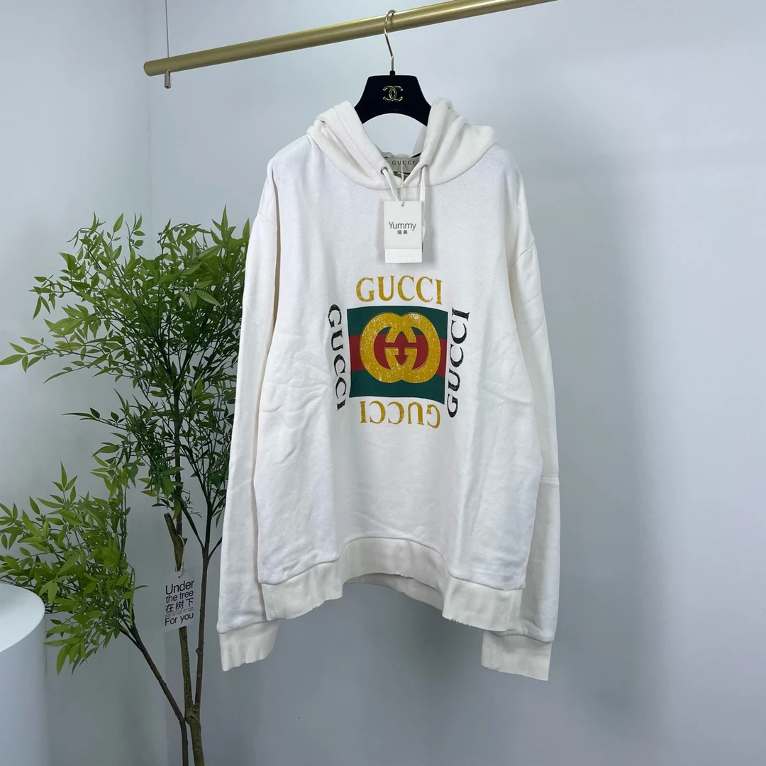 Gucci 古驰 方块logo连帽卫衣 L码/95新/无配件 YM0613