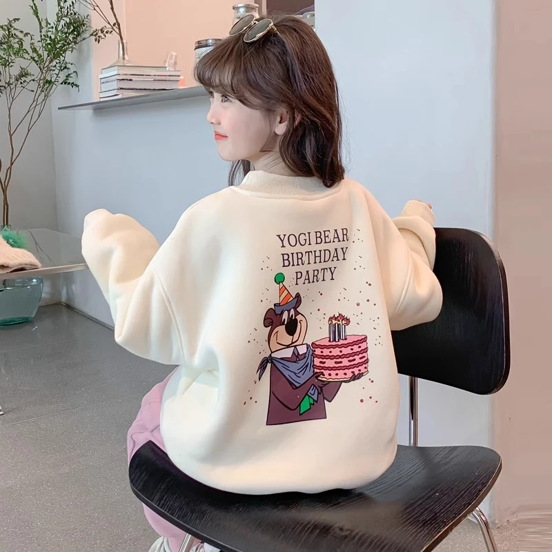 女童秋冬卫衣2024新款中大童洋气上衣女学生宽松秋装长袖卫衣女孩