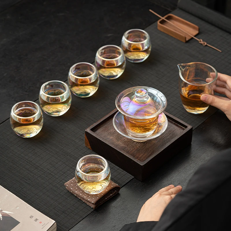 焕彩水晶玻璃千里江山图8头高端套组 9212