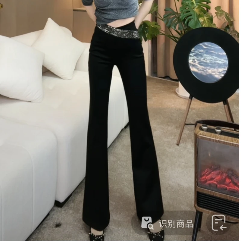【YING FASHION】莹老板-时尚气质百搭条钻阔腿裤 8110034 686