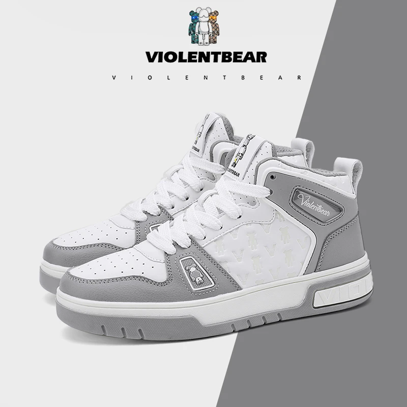VIOLENTBEAR/暴力熊高帮板鞋透气舒适休闲百搭潮流情侣款6668