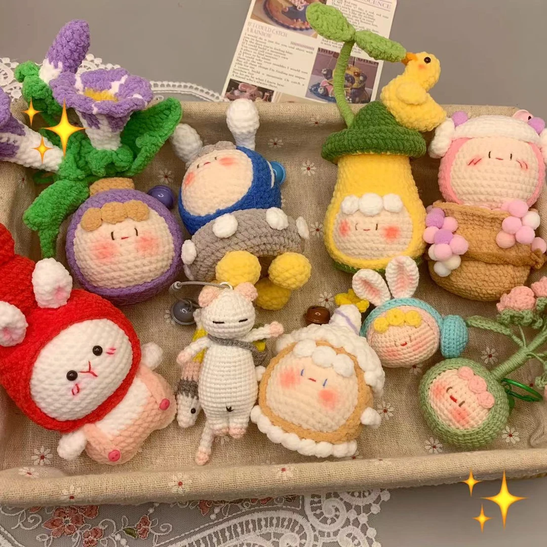 团子针织手工编织可爱小团子针织钥匙扣包挂摆件