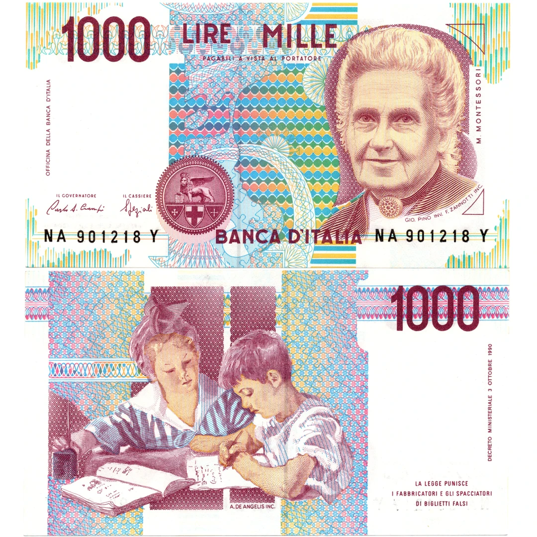 意大利1000里拉全新UNC纸币老纸钞外国钱币收藏