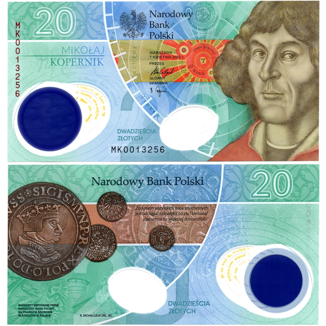 原册波兰20兹罗提哥白尼纪念钞全新UNC纸币老纸钞外国钱币收藏
