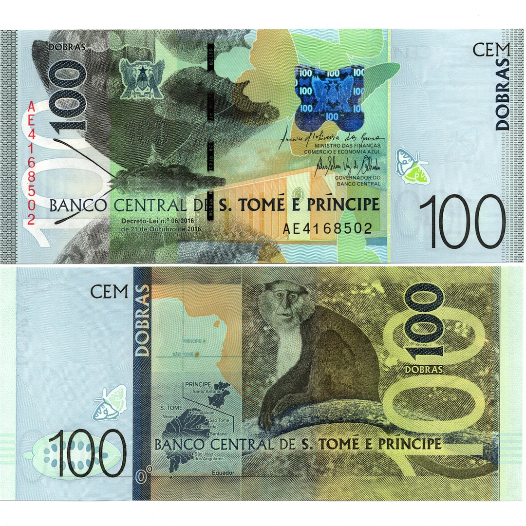 圣多美和普林西比100多布拉2016年全新UNC纸币老纸钞外国钱币收藏