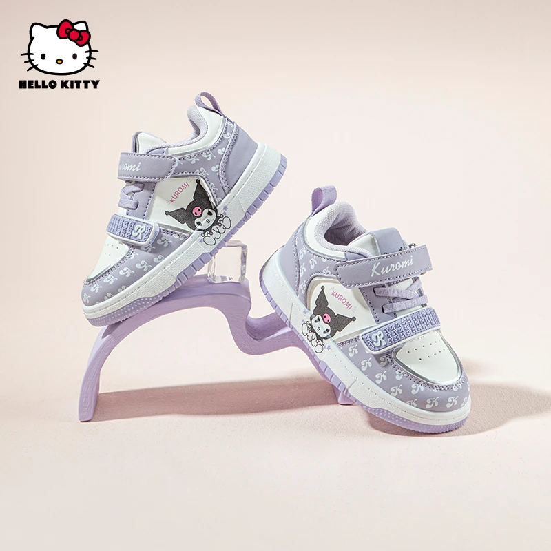 Hellokitty女宝板鞋库洛米联名三丽鸥春秋新品皮面可爱休闲运动鞋