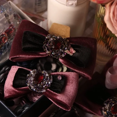 直播间自选2号 紫粉串珠蝴蝶精致气质发夹