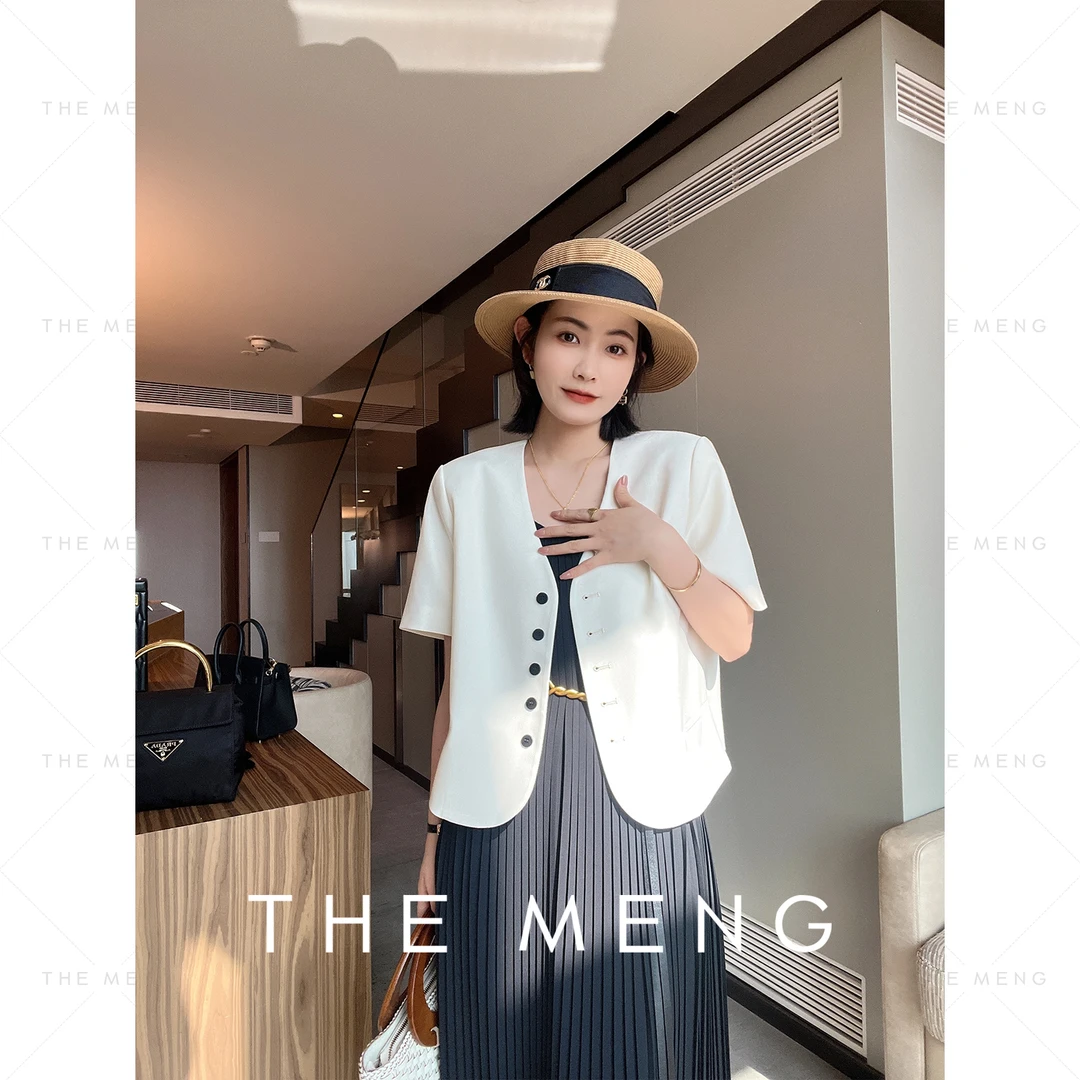 THE MENG【可可小姐】时尚百搭气质减龄短袖休闲西装#SX7658LZ