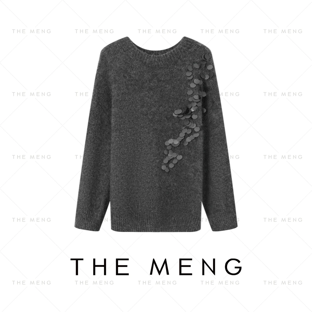 THE MENG【花花】阿尔巴卡羊驼毛御寒通勤套头毛针织衫#M244E0097