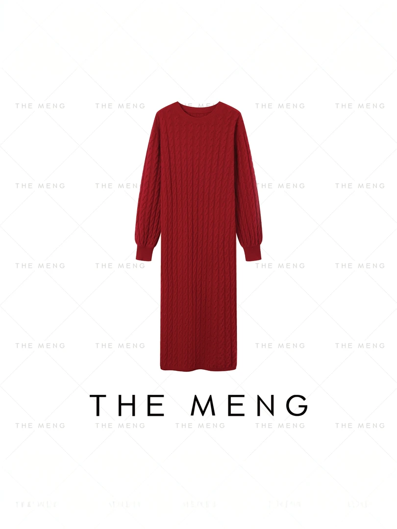 THE MENG【麻花裙】高支高密王府绵羊毛山羊绒连衣裙#M243I0001-F