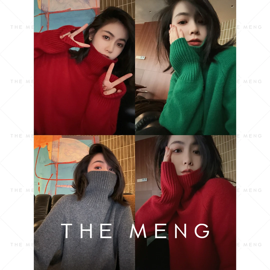 THE MENG【闺蜜】高克重100绵羊毛显瘦百搭针织毛衣#M244E0050 TZ
