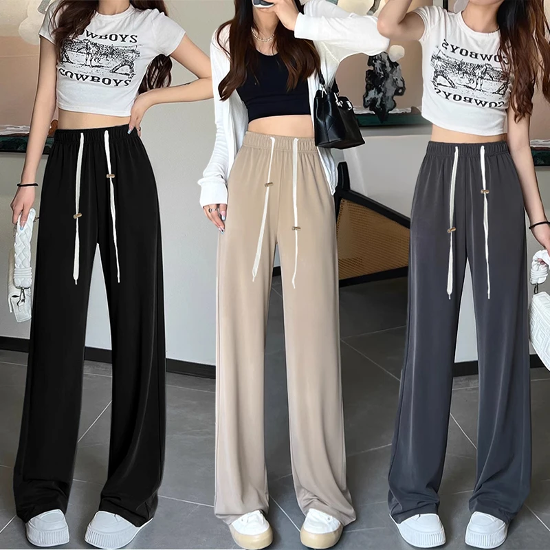 孕妇春夏季冰丝裤子外穿百搭新款孕妇裤铜氨丝弹力休闲长裤阔腿裤