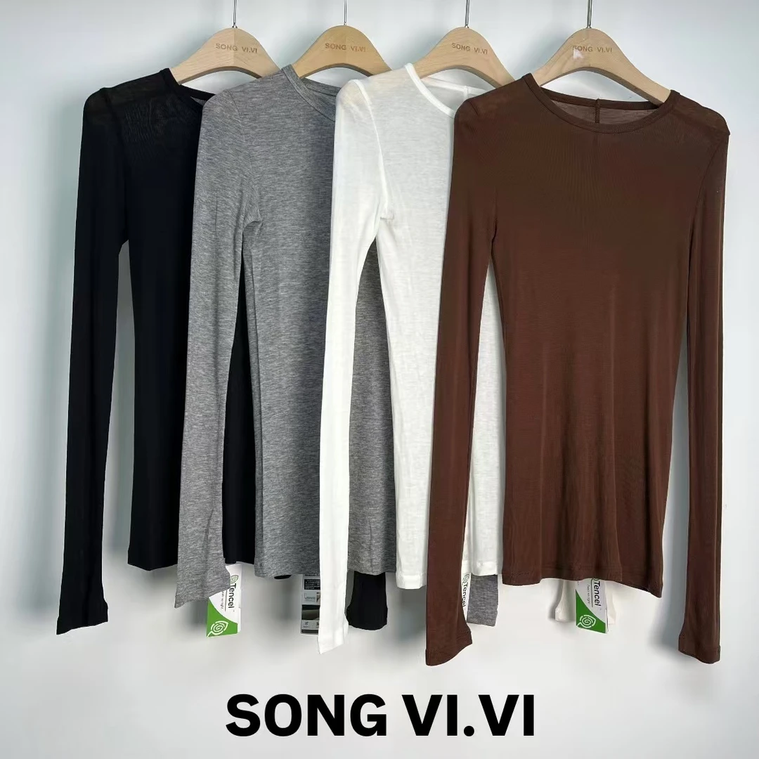 【‌荆山之玉】2024设计百搭圆领四色长袖羊毛打底衫