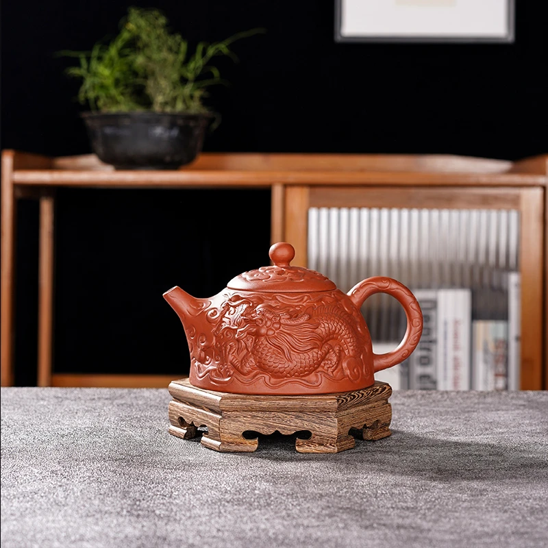 GF112浮雕龙腾四海紫砂大容量茶壶茶具茶道紫砂壶陶瓷