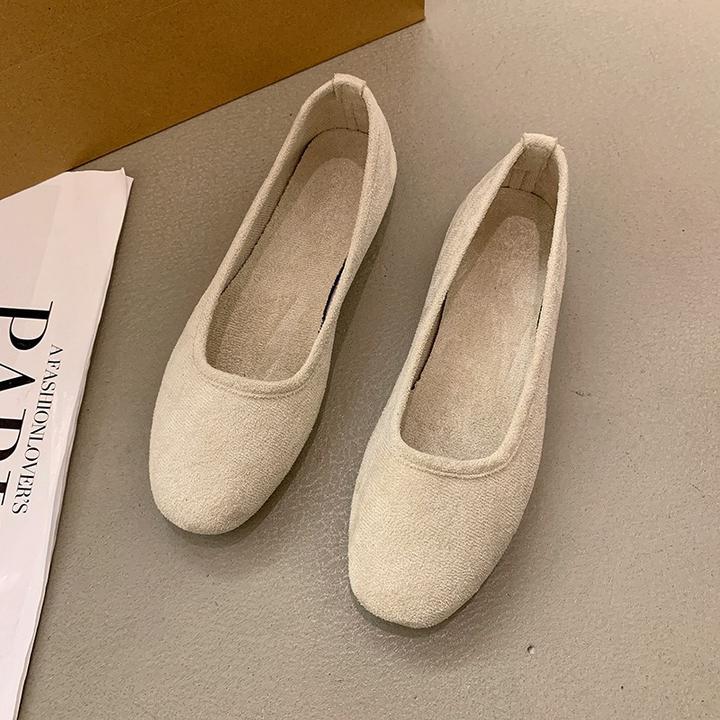 茶室女鞋居士纯色软底春秋夏季瓢鞋温柔复古小香风方头平底鞋汉服