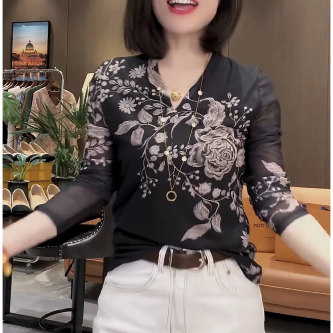 4262上衣长袖网红时尚小衫显瘦百搭打底防晒小衫