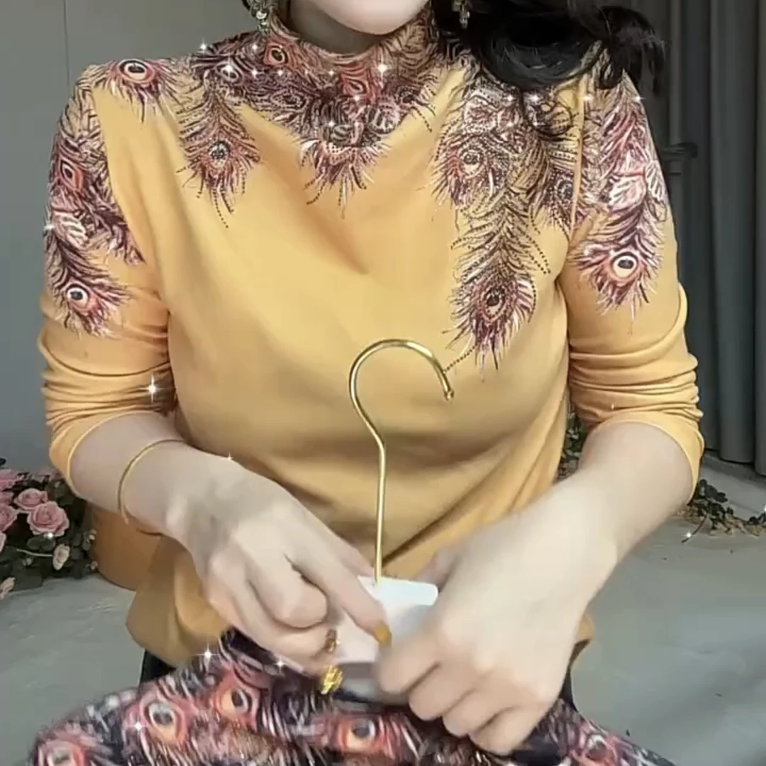 1092秋冬新款加绒半高领打底衫时尚百搭显瘦长袖上衣