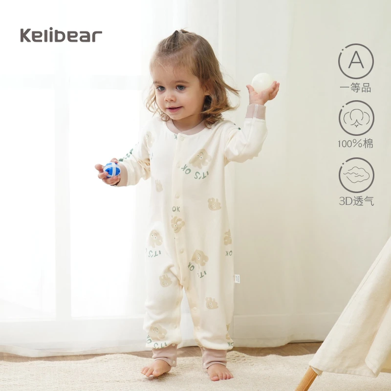 呈堡婴儿衣服春秋薄棉新款宝宝连体衣新生儿长袖保暖爬服透气柔软