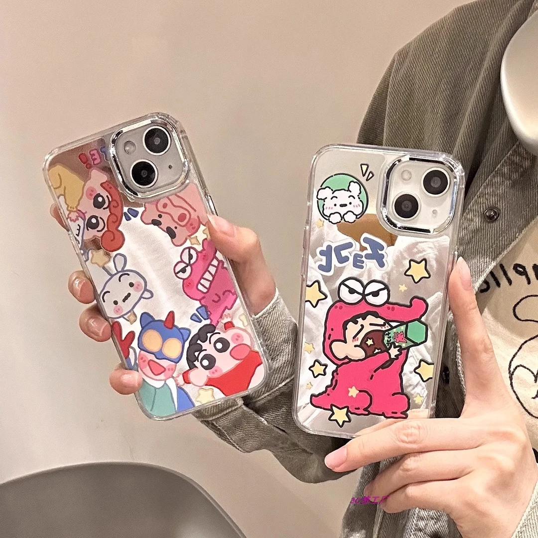 可爱蜡笔小新适用于苹果14新款iPhone13镜子12防摔11男女手机壳