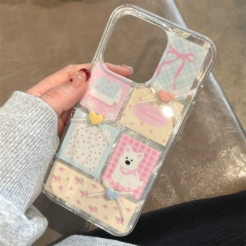 小清新碎花插画适用苹果15pro华为mate60小众女可爱防摔手机壳