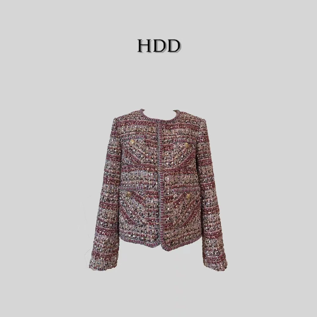 HDD/侯點點/Y3785款满天星编织亮闪香风外套上衣