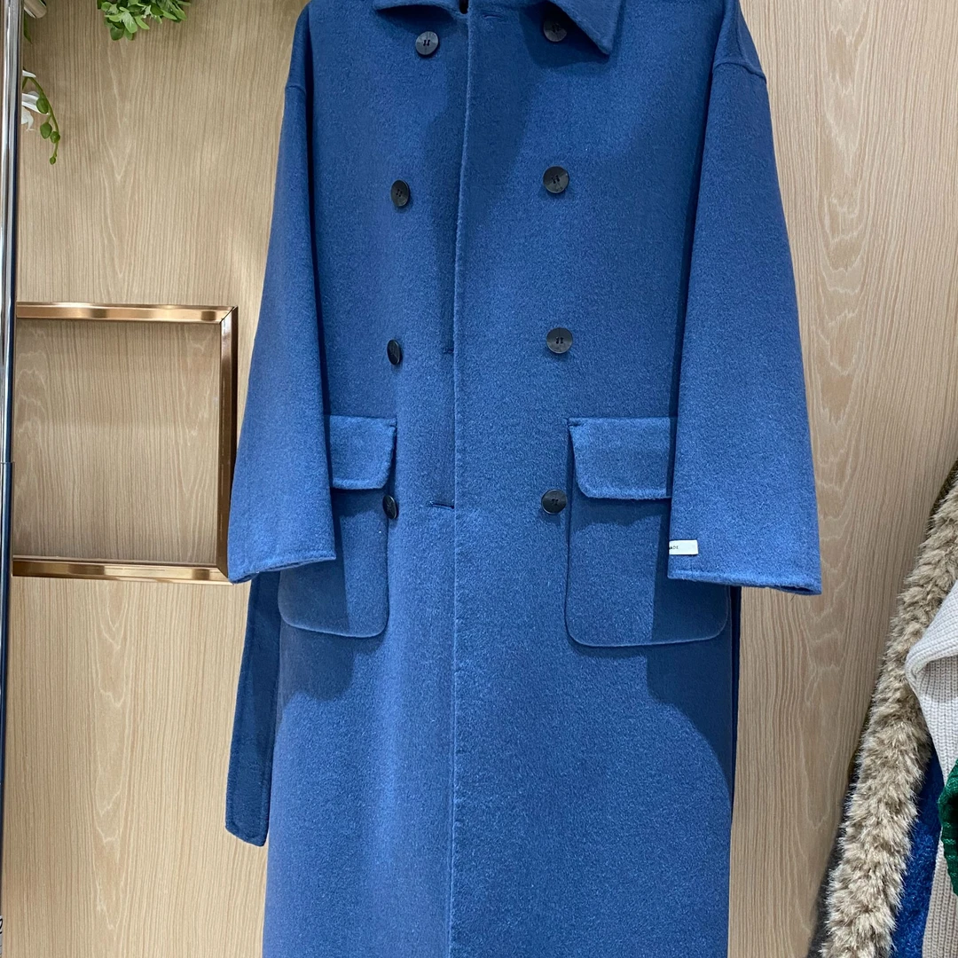 【芸尚】秋冬韩系气质蓝色时尚韩版女款双面大衣#1125