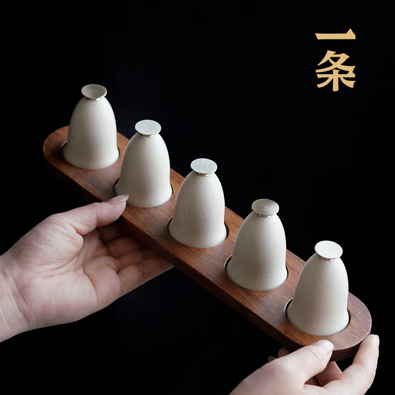 一条【高足杯套装】紫砂白段泥茶杯