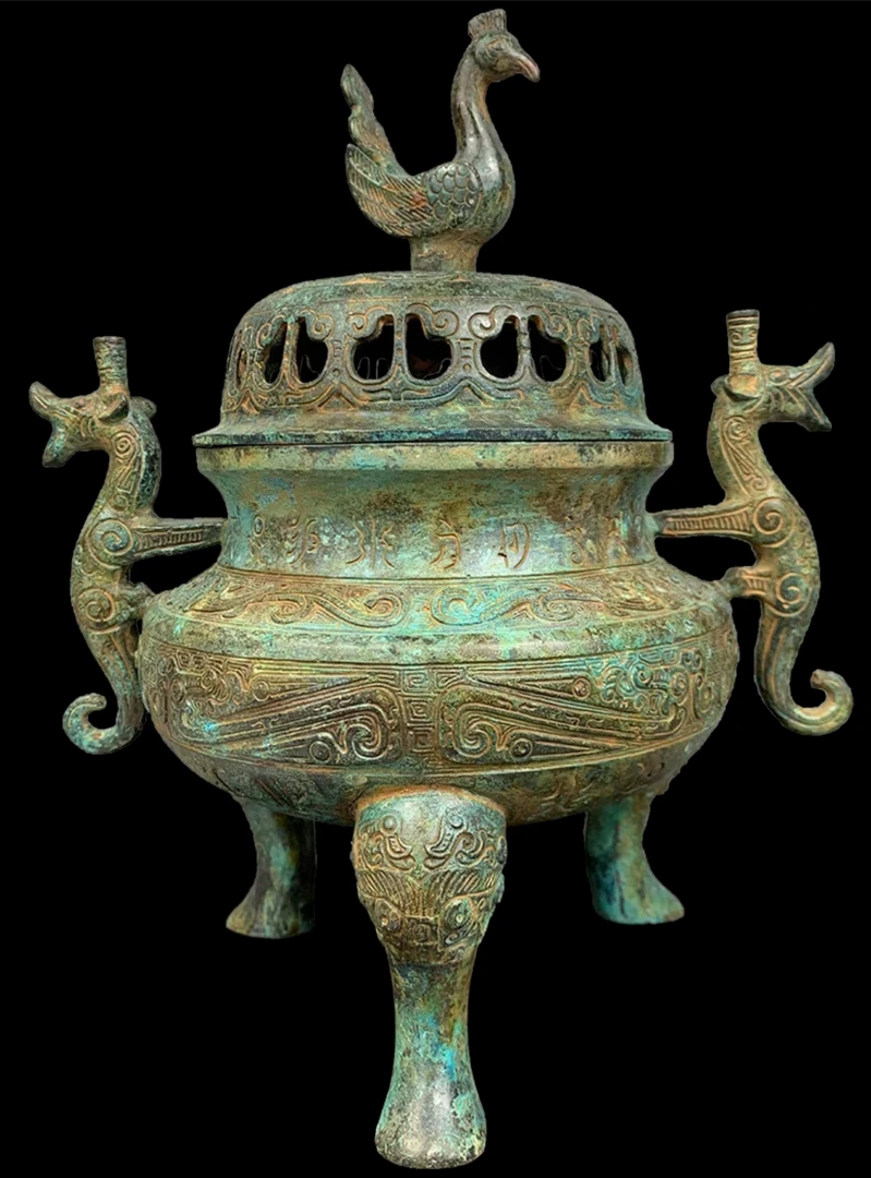 立鸟炉仿古青铜器家居摆，玄关博古架摆件