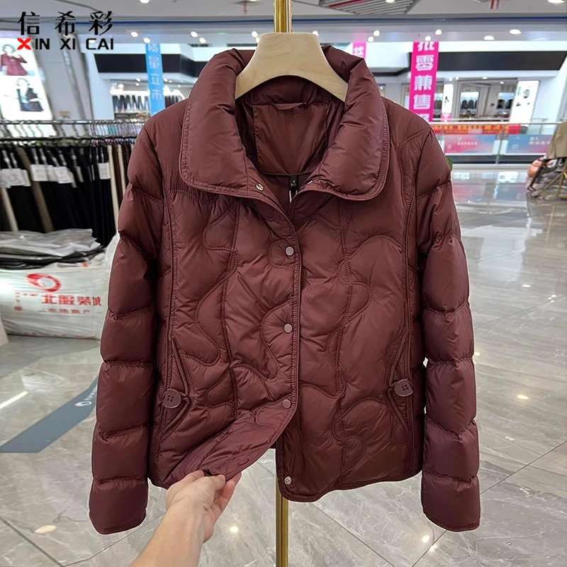 妈妈装短款白鸭绒羽绒服冬季新款洋气宽松中老年人女装保暖外套