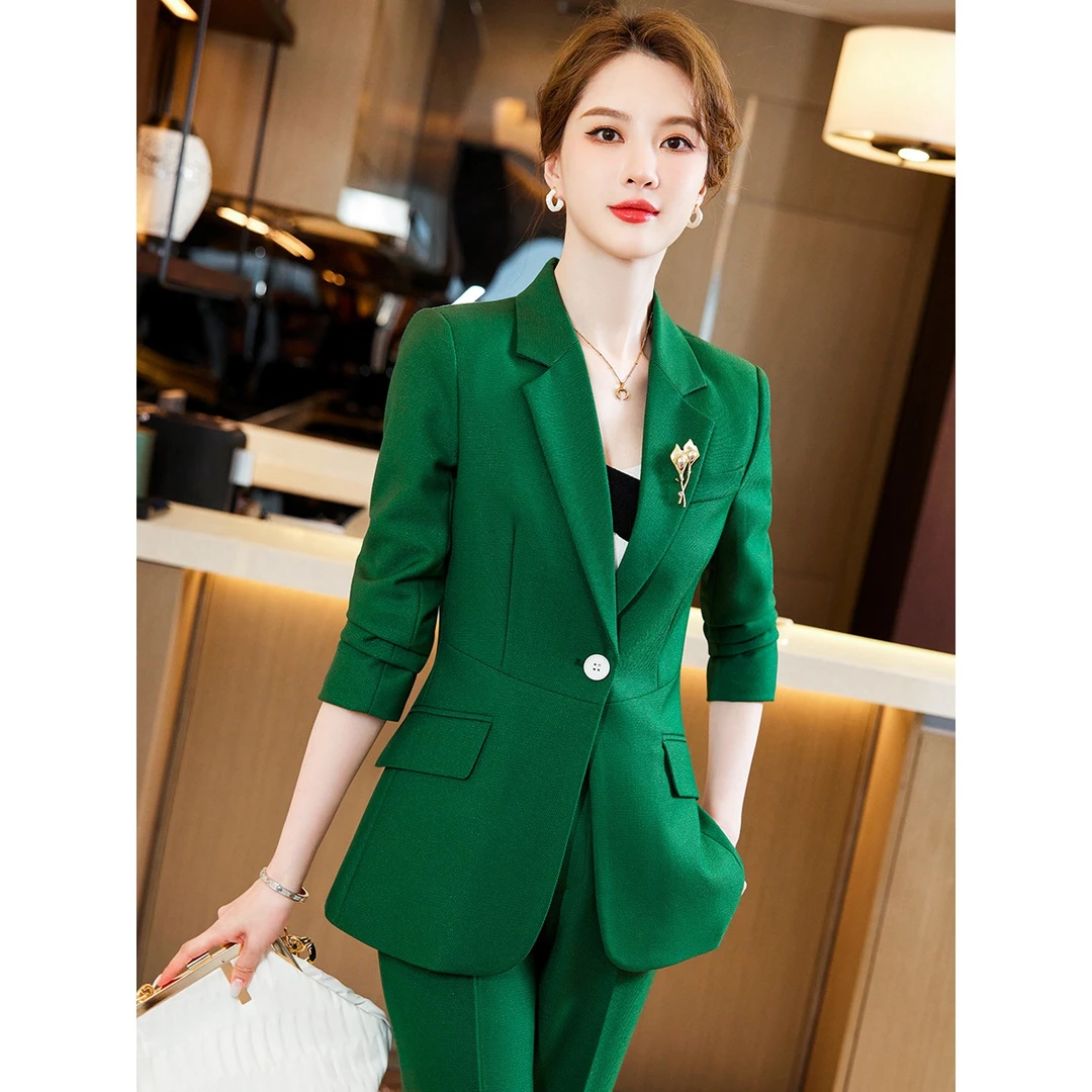 灰色小西装外套女2024春秋新款休闲气质女神范高端职业装西服套装