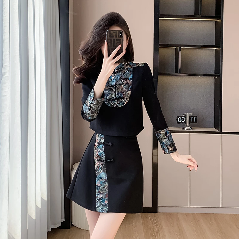 2025年新款女装中国风时尚套装裙春装显瘦气质高级感裙子两件套