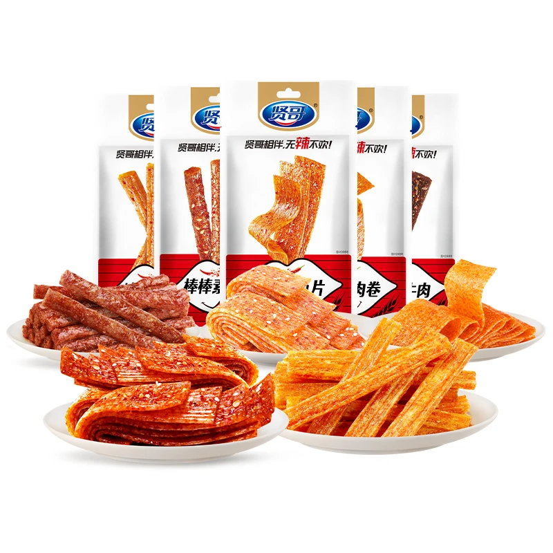 贤哥101g软辣条素牛肉素鱼片素鸡筋糕大尚混合口味香辣过瘾休闲