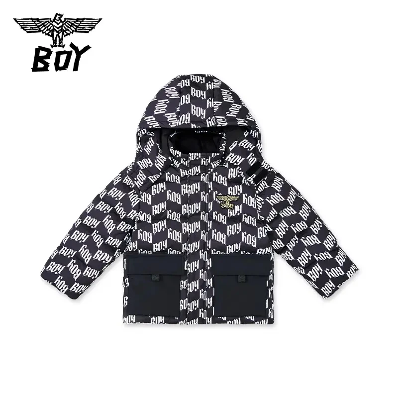 BOY童装 儿童秋冬保暖羽绒服潮酷经典品牌满印设计男童女童