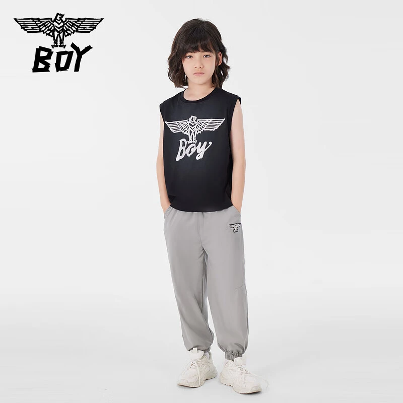 BOY童装夏季儿童微袖T恤闪粉印花舒适透气潮流男女童