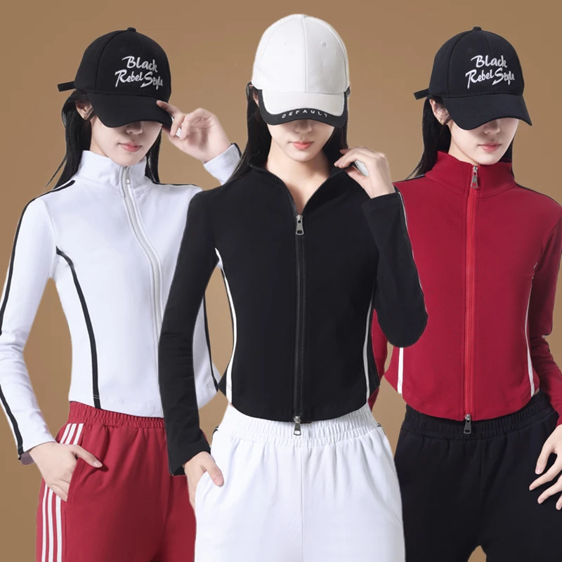 悦姿美特时尚外套舞蹈上衣薄绒新款广场舞服装开衫长袖健身运动服