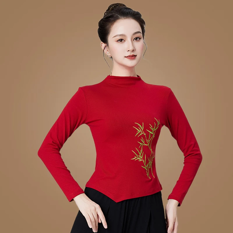 网红推荐春秋新款广场舞服装古典舞半高领练功服新中式国风舞蹈服