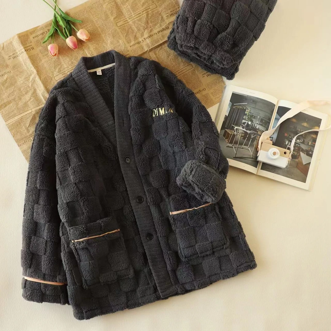 双层法兰绒·情侣云朵绒保暖家居服套装睡衣