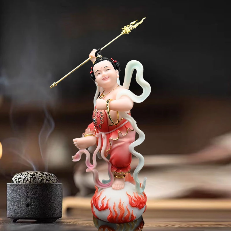 家用哪吒善财三太子童子神像佛像汉白玉中坛元帅金童吉祥供奉摆件